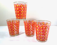 Load image into Gallery viewer, Colony Groovy Retro Orange &amp; Yellow Circle Double Old Fashion Glasses (Set of 4)
