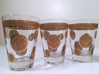 Load image into Gallery viewer, Fred Press Signed Mid-Century Golden Mayan Circle Whiskey-Double Shot Glasses (Set of 6)
