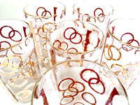 Load image into Gallery viewer, Mid-Century 22-Karat Gold &amp; White Chains of Love Glasses (Set of 6)

