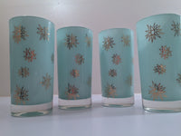 Load image into Gallery viewer, Federal Glass Mid-Century Blue Atomic &amp; 22-Karat Gold Star Glasses (Set of 4)
