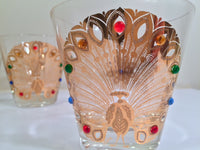 Load image into Gallery viewer, Culver Signed Mid-Century 22-Karat Gold Peacock Old Fashion Glasses (Set of 4)
