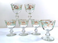 Load image into Gallery viewer, Libbey Mid-Century Marine Life Atomic Fish Sherbet and Cordial Glasses (Set of 6)
