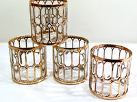 Load image into Gallery viewer, Imperial Glass Company –  Spanish Windows 22-Karat Gold Mid-Century Double Old Fashion Glasses (Set of 4)
