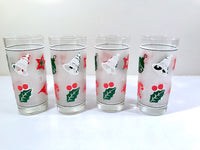 Load image into Gallery viewer, Culver Signed Mid-Century Frosted Christmas Glasses (Set of 4)

