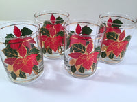 Load image into Gallery viewer, Culver Signed Mid-Century Poinsettia Double Old Fashion Glasses (Set of 4 With Original Box)
