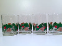 Load image into Gallery viewer, Libbey Pinecone and Holly Double Old Fashion Glasses (Set of 4)
