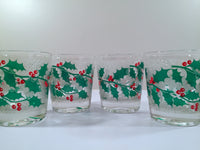 Load image into Gallery viewer, Fred Press Signed Mid-Century Frosted Christmas Holly Old Fashion Glasses (Set of 4)
