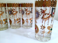 Load image into Gallery viewer, Culver Mid-Century 22-Karat Gold Charm Bracelet Highball Glasses (Set of 5)
