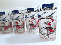 Load image into Gallery viewer, Hazel Atlas Mid-Century Frosted Santa&#39;s Workshop North Pole NY (Set of 6)
