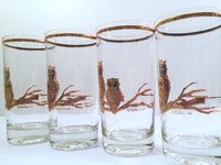 Load image into Gallery viewer, Culver Signed Mid-Century 22-Karat Gold Retro Owl Tall Glasses (Set of 4)
