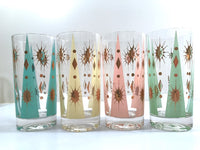 Load image into Gallery viewer, Fred Press Signed Mid-Century Pastel Atomic Burst Highball Glasses (Set of 8)
