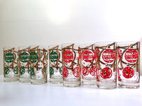 Load image into Gallery viewer, Norman Wolff Co Mid-Century Red and Green Christmas Garland Glasses (Set of 8)
