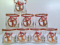 Load image into Gallery viewer, Culver Signed Mid-Century Rudolph The Red Nose Reindeer Old Fashion Glasses - Rare (Set of 8)
