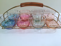Load image into Gallery viewer, Federal Glass Mid-Century Somewhere Over the Rainbow Roly Poly Bar Set (8 Glasses with Carrier)
