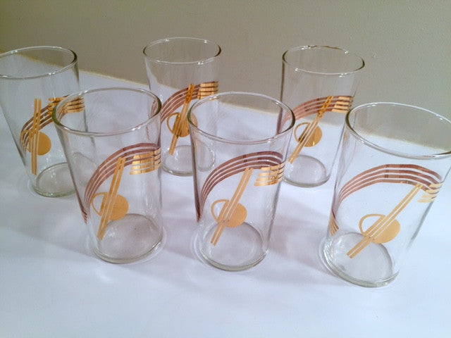 Mid-Century Art Deco Planet Glasses (Set of 6)