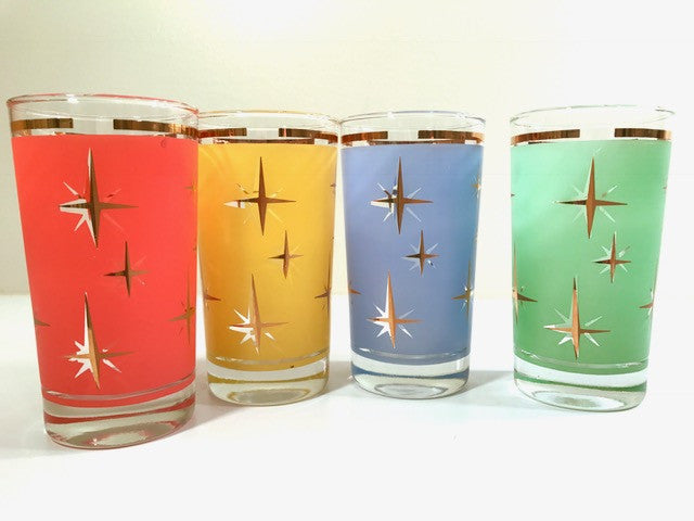 Bartlett Collins Mid-Century Atomic North Star Cocktail Glasses (Set of 4)