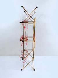 Load image into Gallery viewer, Federal Glass Pink Atomic Starburst Glasses with Tipsy Tim Carrier (Set of 6 with Carrier)
