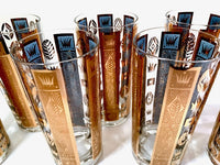 Load image into Gallery viewer, Georges Briard Signed Mid-Century Golden Crown Highball Glasses (Set of 8)
