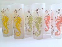 Load image into Gallery viewer, Federal Glass Mid-Century Seahorse Frosted Collins Glasses (Set of 6)
