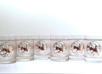 Load image into Gallery viewer, Culver Signed Mid-Century Golden Reindeer Double Old Fashion Glasses (Set of 6)
