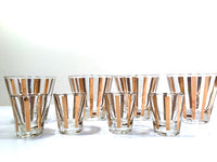 Load image into Gallery viewer, Mid-Century 22-Karat Gold Striped 8-Piece Old Fashion and Shot Glass Set
