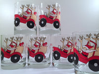 Load image into Gallery viewer, Cera Signed Mid-Century Santa and Reindeer in Car Glasses (Set of 6)
