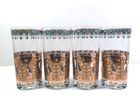 Load image into Gallery viewer, Culver Signed Mid-Century Saratoga Turquoise and 22-Karat Gold Highball Glasses (Set of 4)

