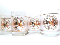 Load image into Gallery viewer, Culver Signed Mid-Century Golden Reindeer Double Old Fashion Glasses (Set of 4)
