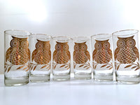Load image into Gallery viewer, Mid-Century Retro Gold Owl Highball Glasses (Set of 6)
