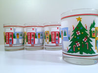 Load image into Gallery viewer, Georges Briard Signed Mid-Century I&#39;ll Be Home For Christmas Double Old Fashion Glasses (Set of 4)
