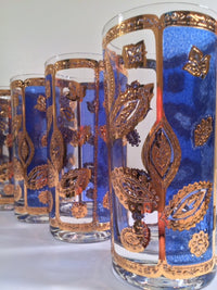 Load image into Gallery viewer, Culver Mid-Century Blue and 22-Karat Gold Leaf Glasses (Set of 8)
