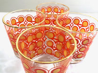 Load image into Gallery viewer, Colony Frolic Groovy Retro Orange &amp; Yellow Circle Old Fashion Glasses (Set of 4)
