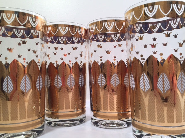 Georges Briard Signed Mid-Century Deco Highball Glasses (Set of 4)
