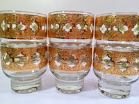 Load image into Gallery viewer, Culver Signed Mid-Century Valencia Green &amp; 22-Karat Gold Whiskey Double Shot Glasses (Set of 6)
