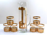Load image into Gallery viewer, Culver Signed Antigua Mid-Century 22-Karat Gold Martini &amp; Whiskey 7-Piece Bar Set
