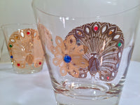 Load image into Gallery viewer, Culver Signed Mid-Century 22-Karat Gold Peacock Old Fashion Glasses (Set of 4)
