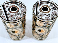 Load image into Gallery viewer, Fred Press Signed Mid-Century Black and 22-Karat Gold Abstract Flower Glasses (Set of 2)
