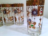 Load image into Gallery viewer, Culver Mid-Century 22-Karat Gold Charm Bracelet Highball Glasses (Set of 5)
