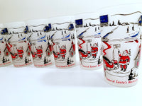 Load image into Gallery viewer, Hazel Atlas Mid-Century Frosted Santa&#39;s Workshop North Pole NY (Set of 6)
