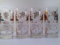 Load image into Gallery viewer, Vintage Christmas White and 22-Karat Gold Holly Boy Glasses (Set of 4)

