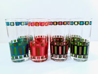 Load image into Gallery viewer, Mid-Century Retro Rectangles Glasses With Carrier (Set of 8)
