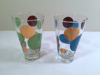 Load image into Gallery viewer, Russel Wright Mid-Century Bright Blue, Green &amp; 22-Karat Gold Eclipse Glasses (Set of 2)
