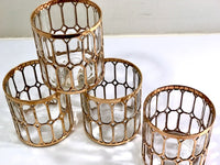 Load image into Gallery viewer, Imperial Glass Company –  Spanish Windows 22-Karat Gold Mid-Century Double Old Fashion Glasses (Set of 4)

