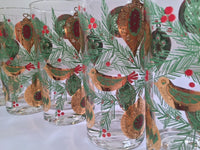 Load image into Gallery viewer, Culver Signed Mid-Century Christmas Tree with Bird and Ornament Highball Glasses (Set of 8)
