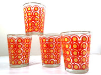 Load image into Gallery viewer, Colony Groovy Retro Orange &amp; Yellow Circle Double Old Fashion Glasses (Set of 4)
