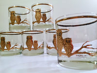 Load image into Gallery viewer, Culver - Signed 22-Karat Gold Retro Owl Old Fashion Glasses (Set of 6)
