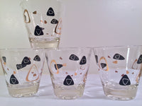 Load image into Gallery viewer, Federal Glass Mid-Century Black and 22-Karat Gold Amoeba Boomerang Glasses (Set of 4)

