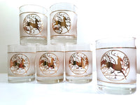 Load image into Gallery viewer, Culver Signed Mid-Century Golden Reindeer Double Old Fashion Glasses (Set of 6)
