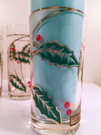 Load image into Gallery viewer, Culver Signed Mid-Century Holly Leaf Glasses (Set of 4 with Original Box)
