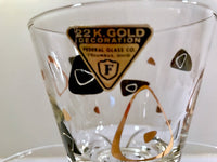 Load image into Gallery viewer, Federal Glass Mid-Century Black and 22-Karat Gold Amoeba Boomerang Old Fashion Glasses (Set of 4)
